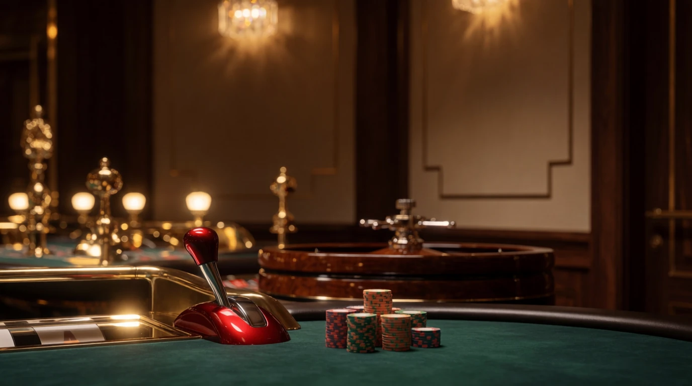 Elegant svenskt casino med insatsmarker och roulette