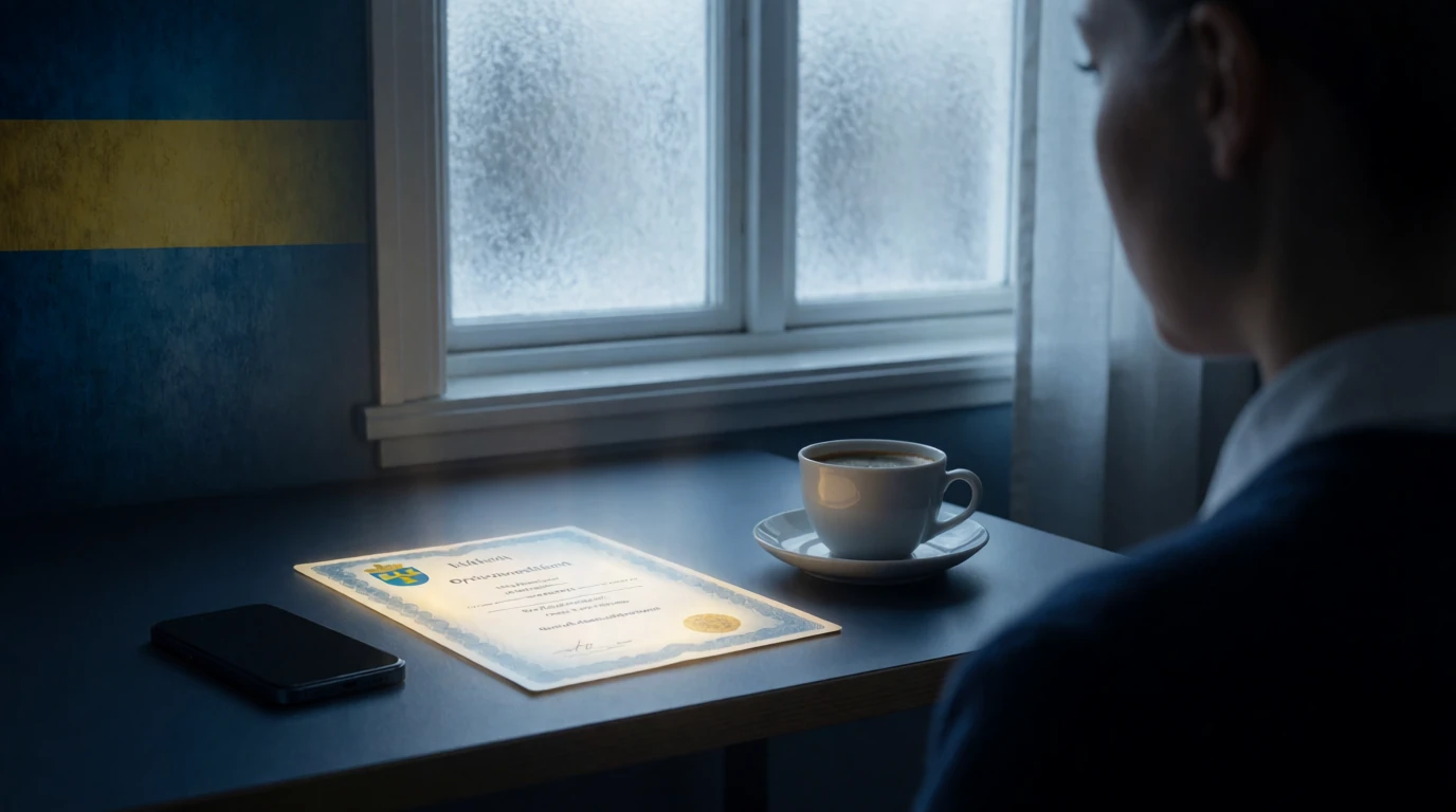 Svensk spellicens utfärdad av Spelinspektionen på skrivbord med telefon