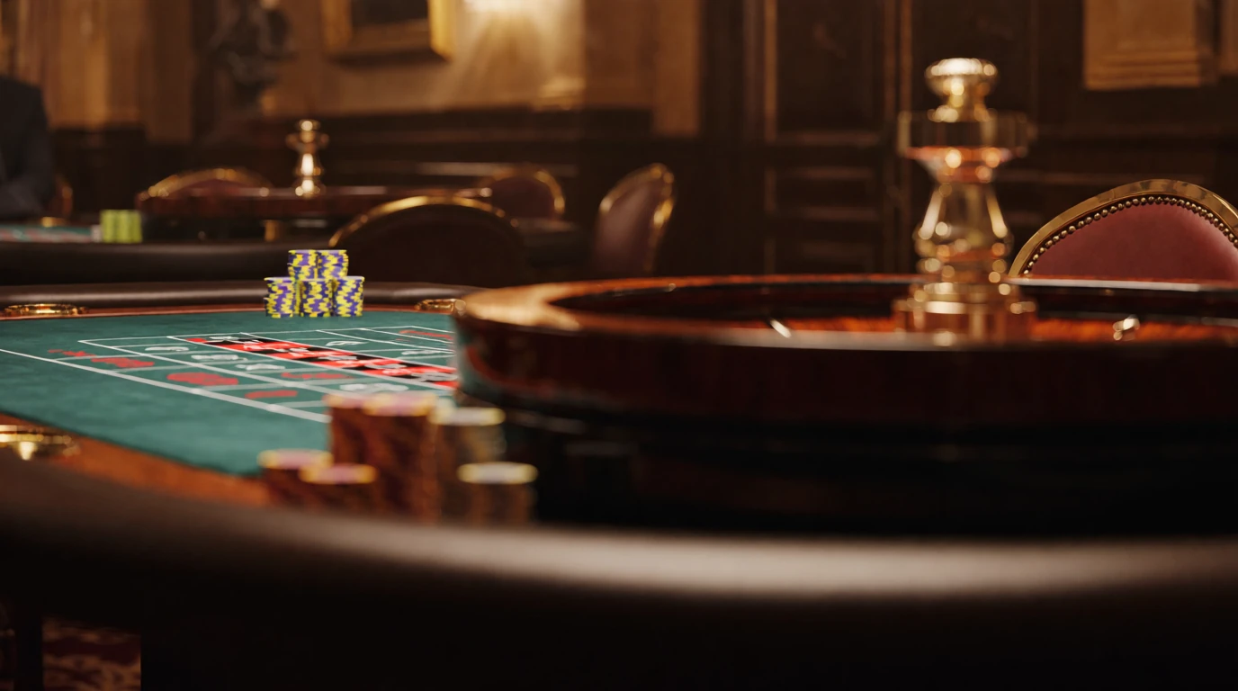 Elegant casinomiljö med roulettebord och marker i Sverige